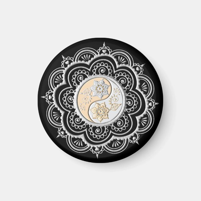 Aimant Mandala argent et or (Devant)