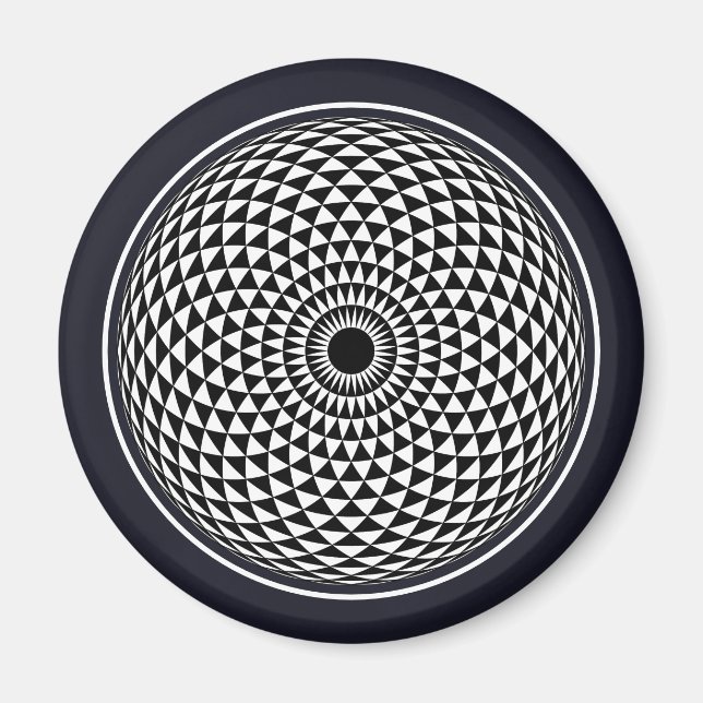 Aimant Mandala blanc noir spirituel Graphique géométrique (Devant)