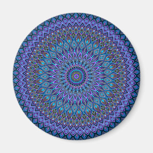 Aimant Mandala Boho bleu Turquoise violet Peacock Gold Ma