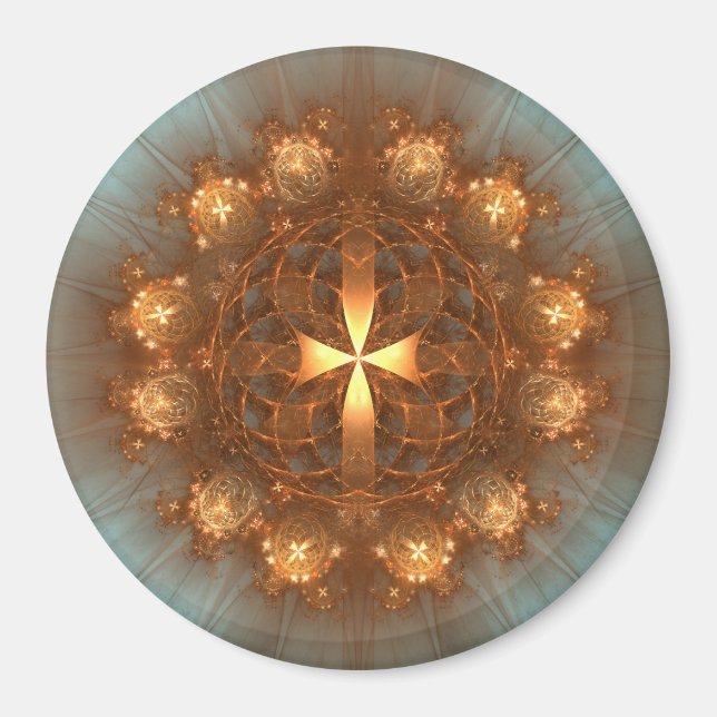 Aimant Mandala de la Croix Brillante (Devant)