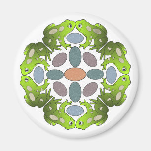 Aimant Mandala drôle de grenouille