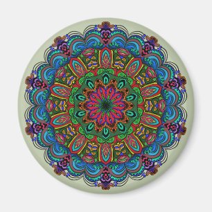 Aimant Mandala dynamique Floral & Motif géométrique