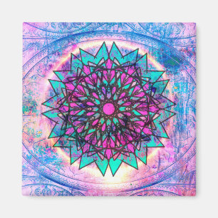 Aimant Mandala en verre Pastel