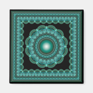 Aimant mandala encadré de rayonnage fractal