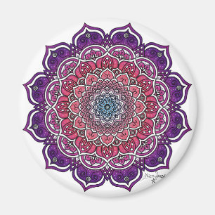Aimant Mandala Florale rose-pourpre