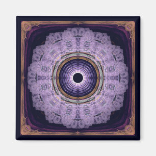 Aimant Mandala fractal rond bleu