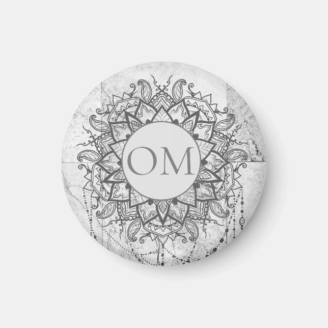 Aimant Mandala sur le marbre d'argent (Devant)