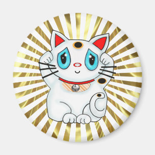 Aimant Maneki blanc Neko montrant le chat du doigt de