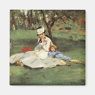 Aimant Manet Impressionniste Français Famille Jardin Pein