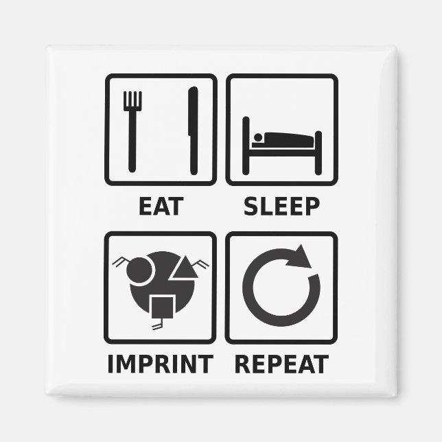 Aimant Manger, dormir, imprimer, répéter l'aimant mono gr (Devant)