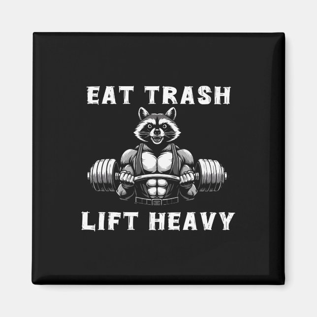 Aimant Manger Trash Lift Lourd Racoon Lifting Fitness Wo (Devant)
