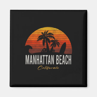 Aimant Manhattan Beach California Retro Surfer Vintage Be