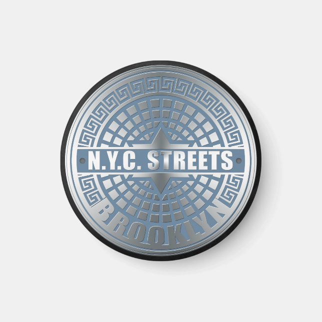 Aimant Manhole Cover Brooklyn Blue (Devant)