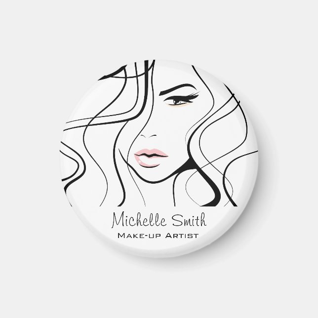 Aimant Maquillage féminin minimaliste noir et blanc éléga (Devant)