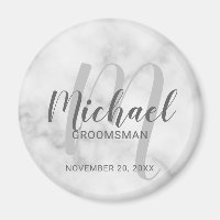 Marbre blanc Script moderne Groomsmen personnalisé