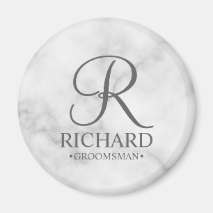 Aimant Marbre Nom et monogramme du Groomsman personnalisé