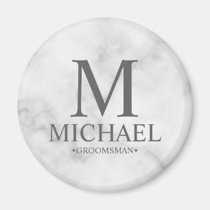 Aimant Marbre Nom et monogramme du Groomsman Personnalisé