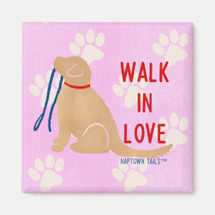 Aimant Marcher dans l'amour Golden Retriever Chien Rose M