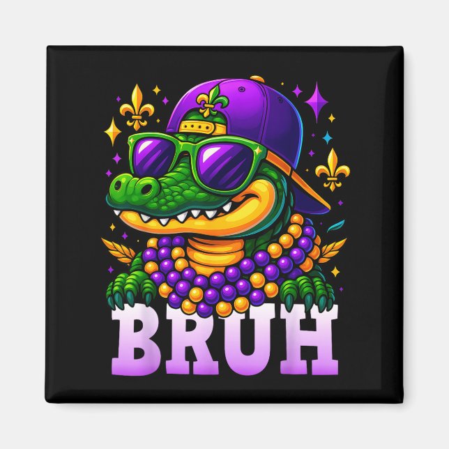 Aimant Mardi Gras Bruh Mardigator Alligator Costume Teens (Devant)