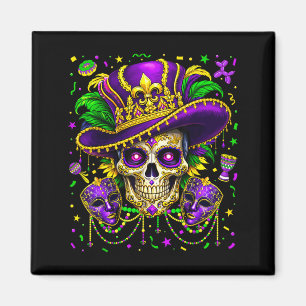 Aimant Mardi Gras Crâne de Sucre Femmes Carnaval La Nouve