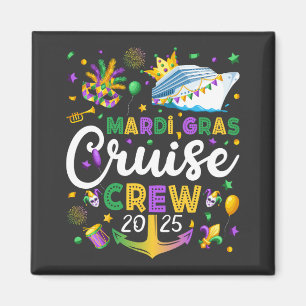 Aimant Mardi Gras Cruise Crew 2025 Carré correspondant