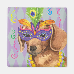 Aimant Mardi Gras Dachshund