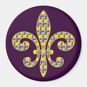 Aimant Mardi Gras perle Fleur de lis
