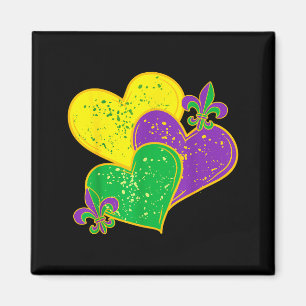 Aimant Mardi Gras Vintage 2025 Cœurs Mignons Saint-Valent