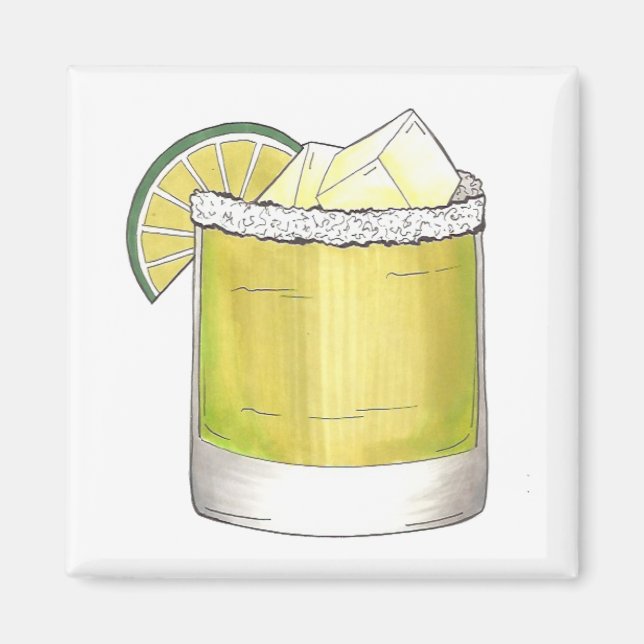 Aimant Margarita avec Cocktail Lime Mixologue Boissons Ba (Devant)