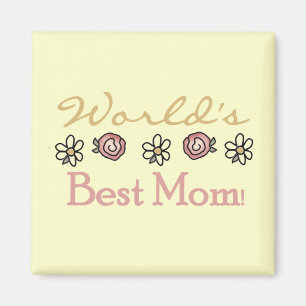 Aimant Marguerites et meilleur maman du monde Rose