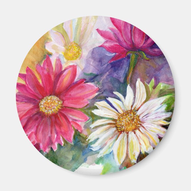 Aimant Marguerites Gerbera multicolores (Devant)