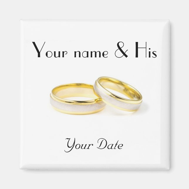 Aimant Mariage à deux anneaux (Devant)