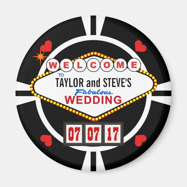 Aimant Mariage à Vegas Casino Favoriser Poker Chip (Devant)