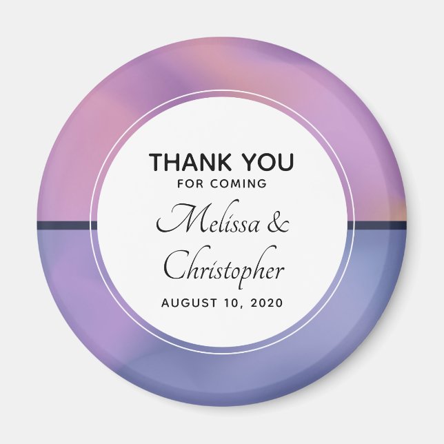 Aimant Mariage Abstrait moderne violet et rose (Devant)