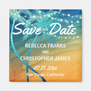 Aimant Mariage bleu Turquoise orange Tropical Enregistr