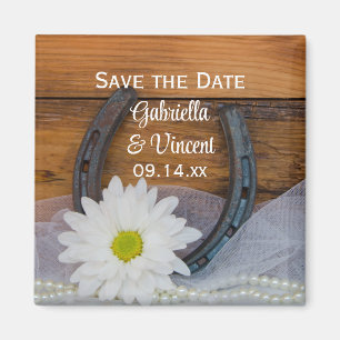 Aimant Mariage campagnard Daisy et Horseshoe Enregistrer 