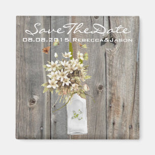 Aimant mariage campagnard rustique grange bois fleur sauv