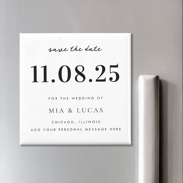 Aimant Mariage Chic Minimal Date Non Photo Enregistrer La (Créateur téléchargé)