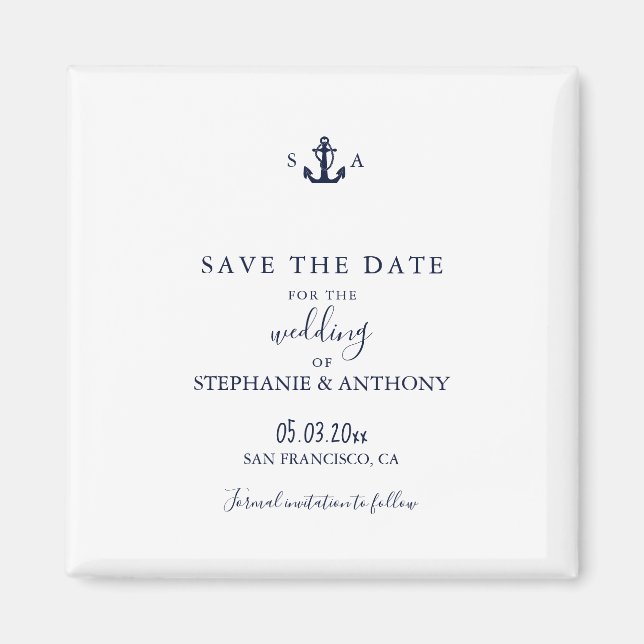 Aimant Mariage d'Ancre bleu marine Monogram (Devant)