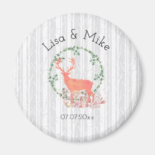 Aimant Mariage d'aquarelle Russe Reindeer Boho