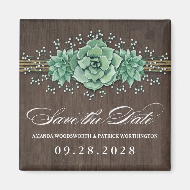 Aimant Mariage de bébé succulent Sauvez la date (Devant)
