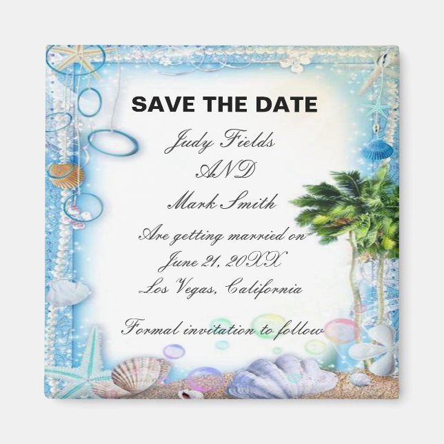 Aimant Mariage De Coquillages De Plage Tropical Enregistr (Devant)
