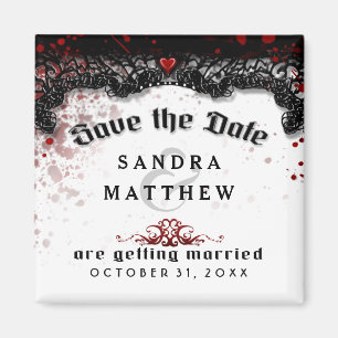 Aimant Mariage de date de sauvegarde noir blanc éclabouss