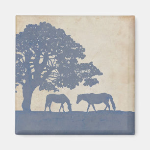 Aimant Mariage de la Ferme du Cheval Vintage bleu et ivoi