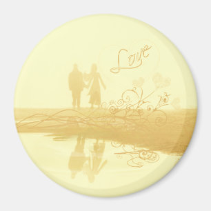 Aimant Mariage de la plage de Coeur Jaune