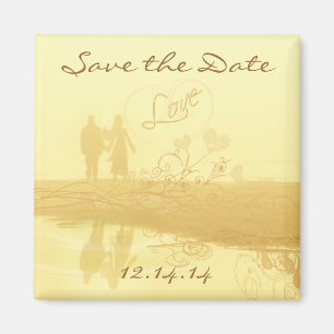 Aimant Mariage de la plage de Coeur Jaune