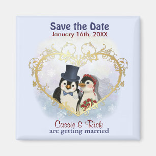 Aimant Mariage de pingouins Enregistrer la date