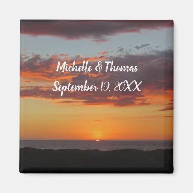 Aimant Mariage de plage Coucher de soleil orange Pacifiqu (Devant)