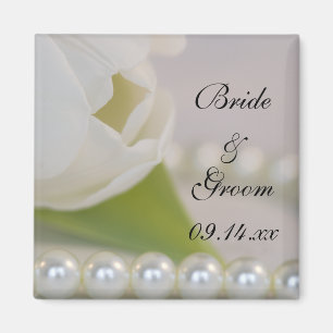 Aimant Mariage de printemps de la Tulipe blanche et des p