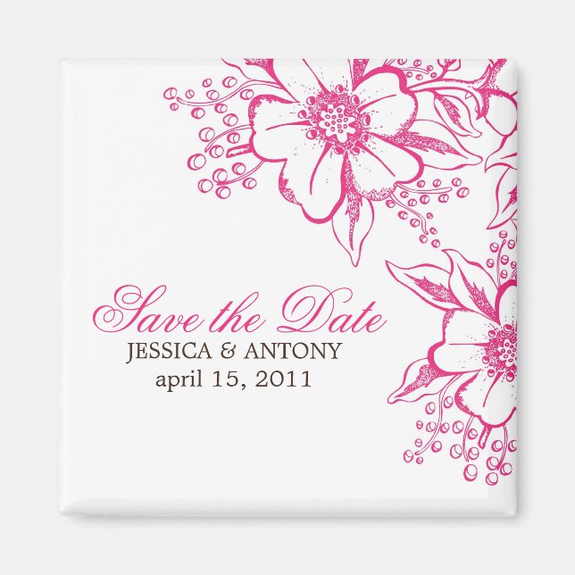 Aimant Mariage de style Pink Letterpress (Devant)